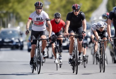 men, bicyclists, running, bike lane, track, street, urban, recreation, sports, transport, ecological, lifestyle