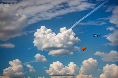 heart, clouds, aircraft, nature, wake, cloudy, weather, shapes, love