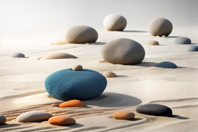 zen garden, stones, soft shadows, abstract, white background