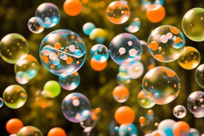 soap bubbles, multicoloured, soapy water, reflection, balls, fun, flying, ease, abstract, blow, hover, air, nature, background, iridescent, outdoors