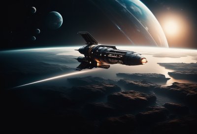 spaceship, nature, sea, planet, galaxy