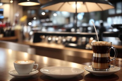 coffee, café, latte, cappuccino, espresso, barista, latte art, coffee beans, grinder, iced coffee, hot coffee, coffee cup, café interior, coffee shop, cozy café, coffee culture, breakfast, croissant, coffee lifestyle, caffeine, mug, takeaway coffee, americano, flat lay, cup, ai generated