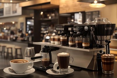 coffee, café, latte, cappuccino, espresso, barista, latte art, coffee beans, grinder, iced coffee, hot coffee, café interior, coffee shop, cozy café, coffee culture, breakfast, croissant, coffee lifestyle, coffee cup, caffeine, mug, takeaway coffee, americano, flat lay, cup, ai generated