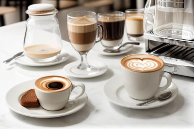 coffee, café, latte, cappuccino, espresso, barista, latte art, coffee beans, grinder, iced coffee, hot coffee, café interior, coffee shop, cozy café, coffee culture, breakfast, croissant, coffee lifestyle, caffeine, coffee cup, mug, takeaway coffee, americano, flat lay, cup, ai generated