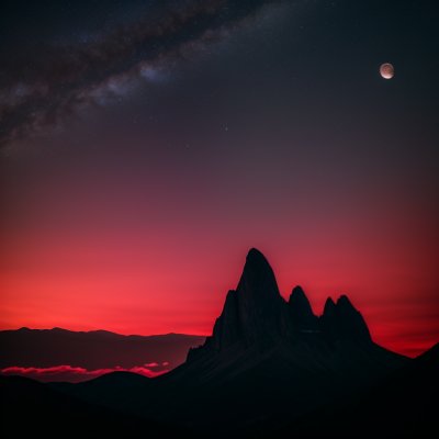 space, nature, planet, moon, landscape, red sky, mountains, digital art, stars, fantasy, futuristic, mysterious, optical illusion, night sky, starry sky, futuristic landscape, space adventure, sci-fi, meteor, space landscape