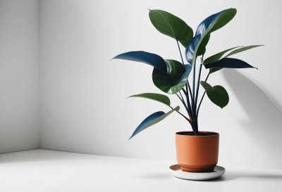 houseplant, green leaves, minimalism, white background, simple, modern, botanical, aesthetic, calming, zen, freshness, soft light, studio shot, natural, negative space, clean image, natural colors, allocated space, photorealistic